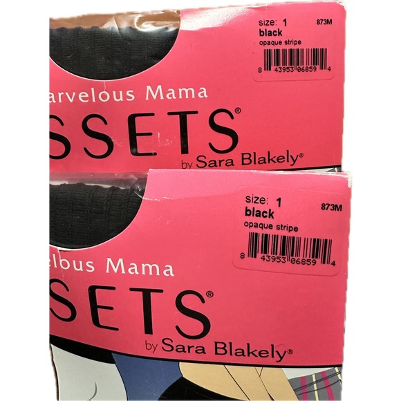 Assets by Sara Blakely Black Opaque Stripe Maternity Tights Size 1 - Picture 2 of 3